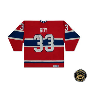 Patrick Roy Autographed Throwback CCM Jersey - Canadiens Red  UDA